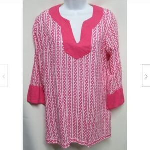 Gretchen Scott Designs Tunic Top Women’s Size M Lightweight Pink White Print